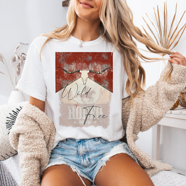 Wild & Free Longhorn T-Shirt shown on a model