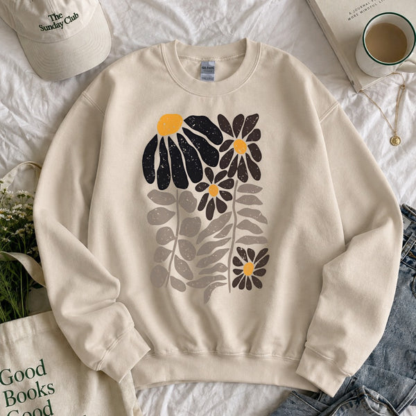 Boho Wildflower Sweatshirt shown on a model