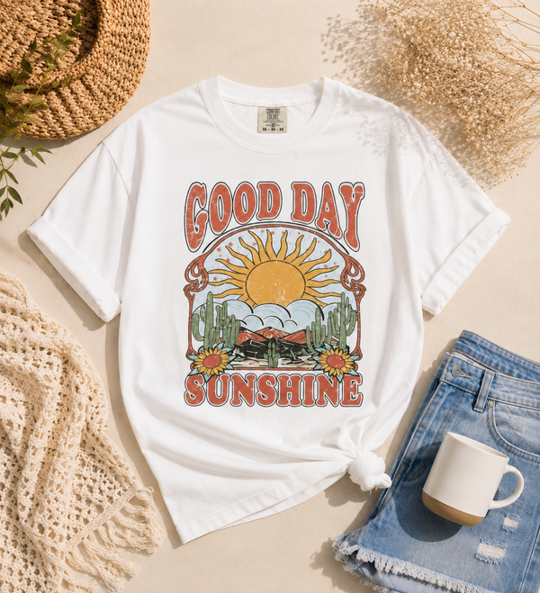 Good Day Sunshine Tee shown on a model
