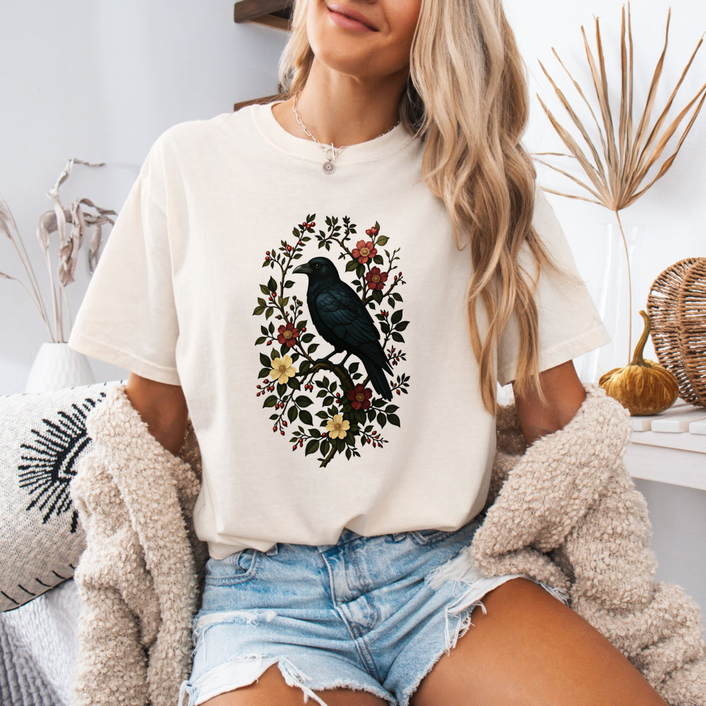 Gothic Floral Bird Tee
