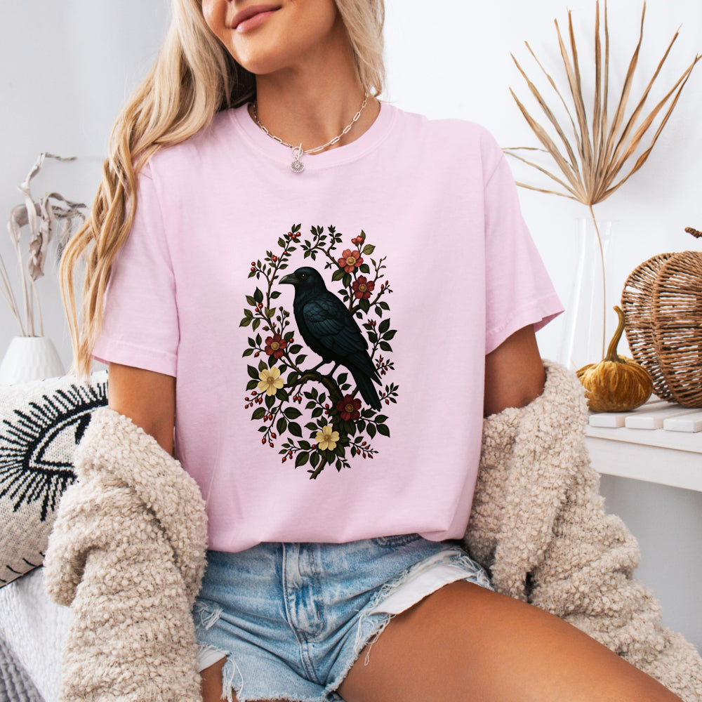 Gothic Floral Bird Tee