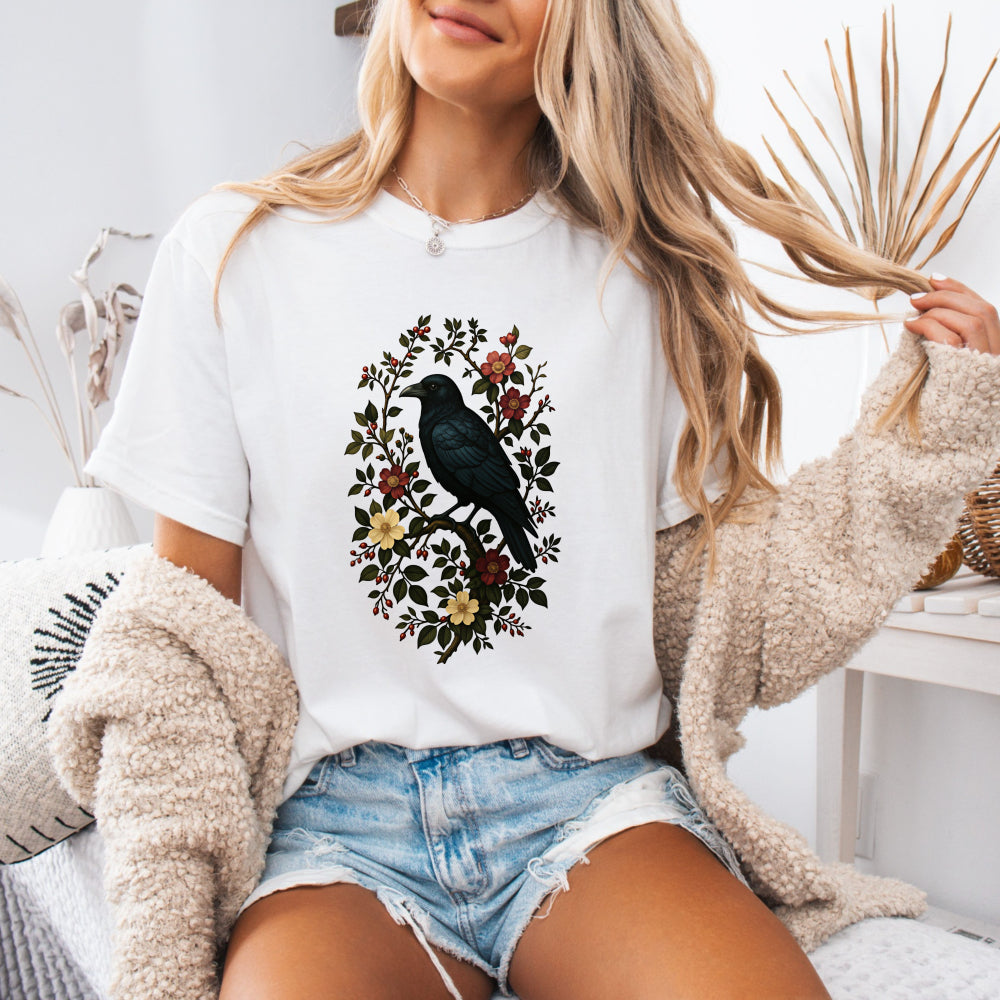 Gothic Floral Bird Tee
