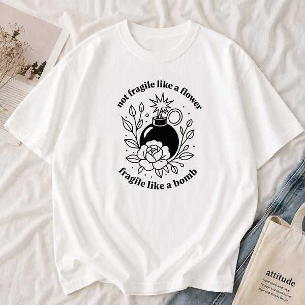 Fragile Like a Bomb Tee shown on a model