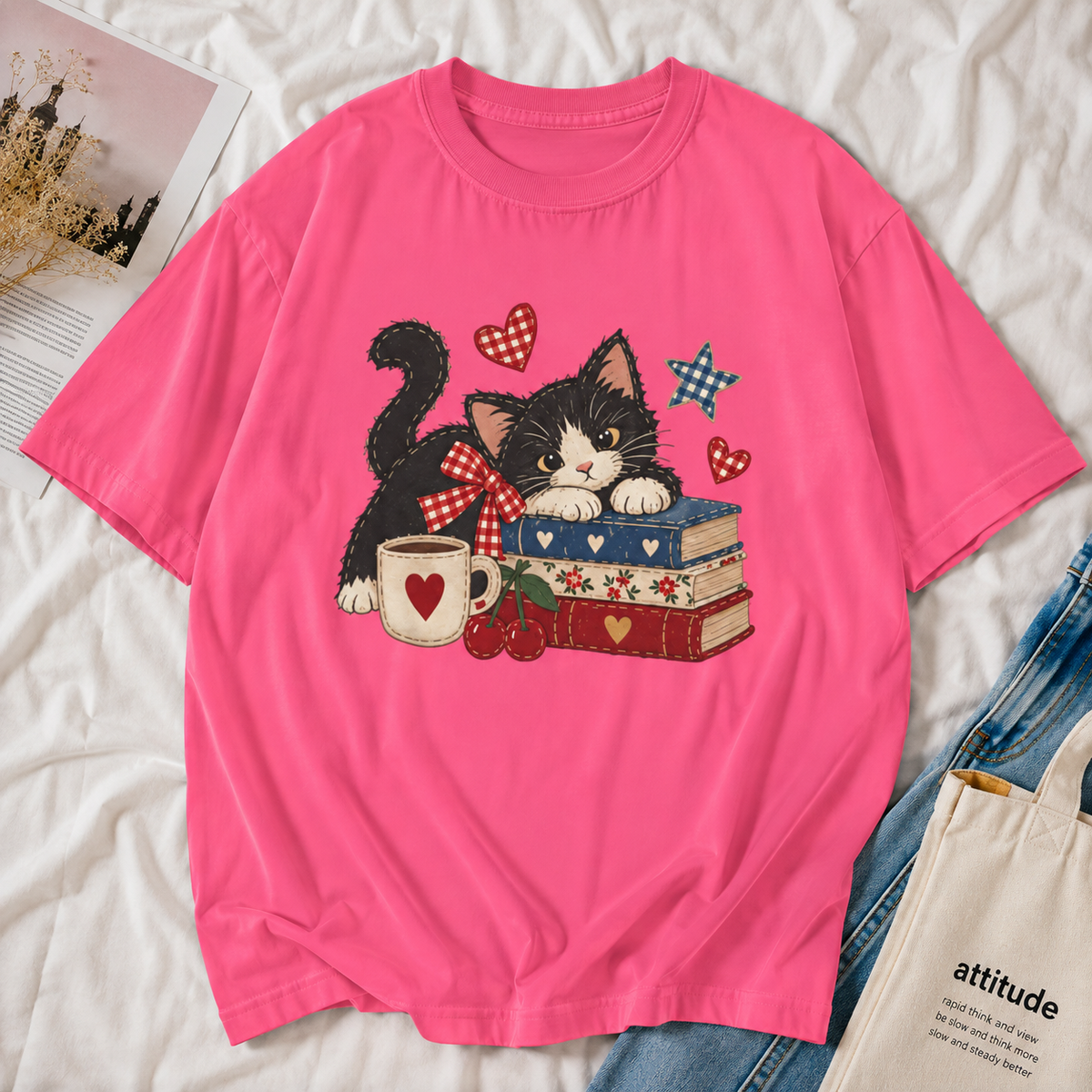 Retro Cat Books Tee