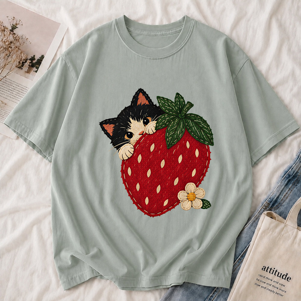 Retro Strawberry Kitty Tee
