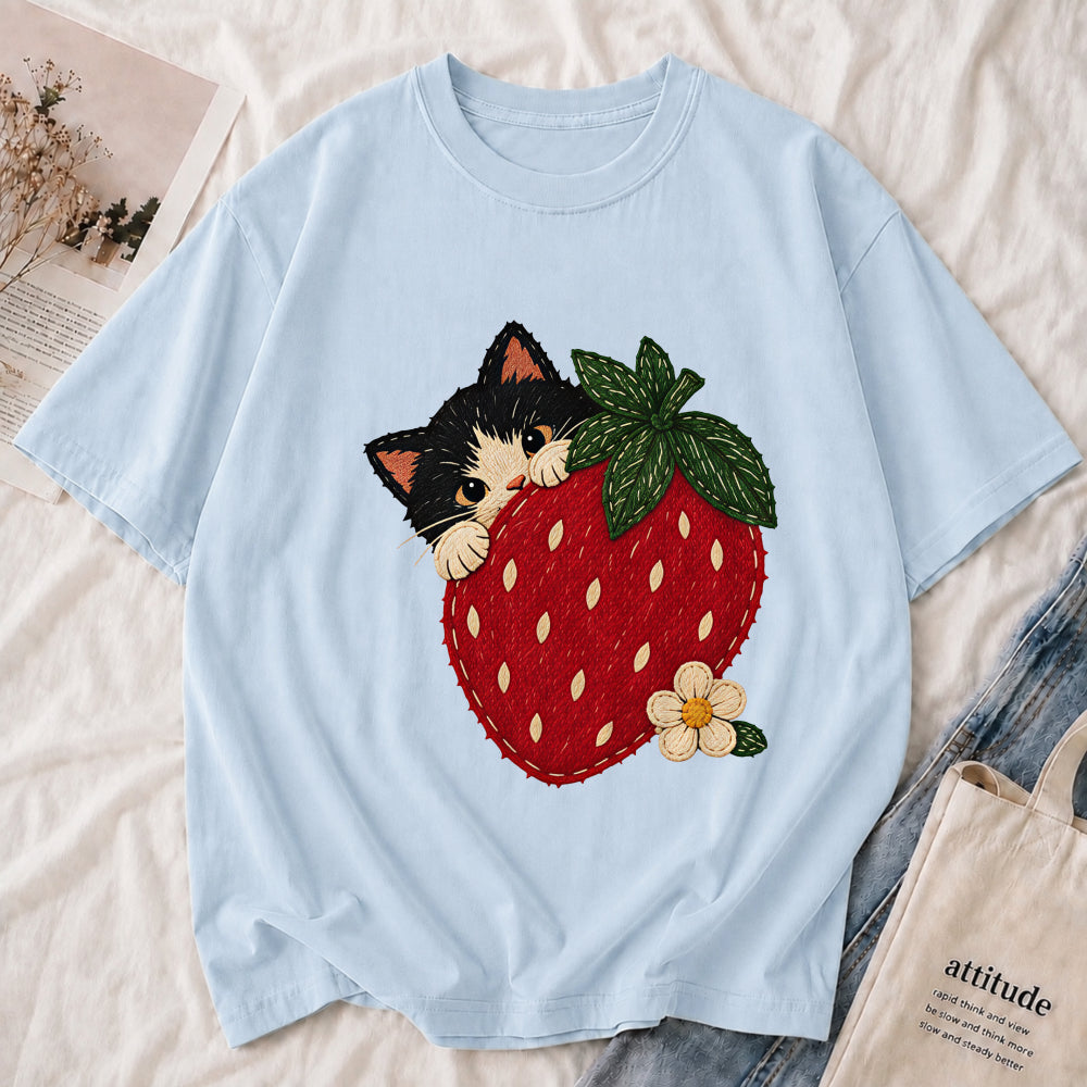 Retro Strawberry Kitty Tee