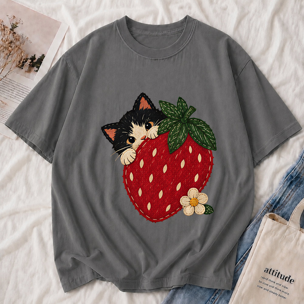 Retro Strawberry Kitty Tee