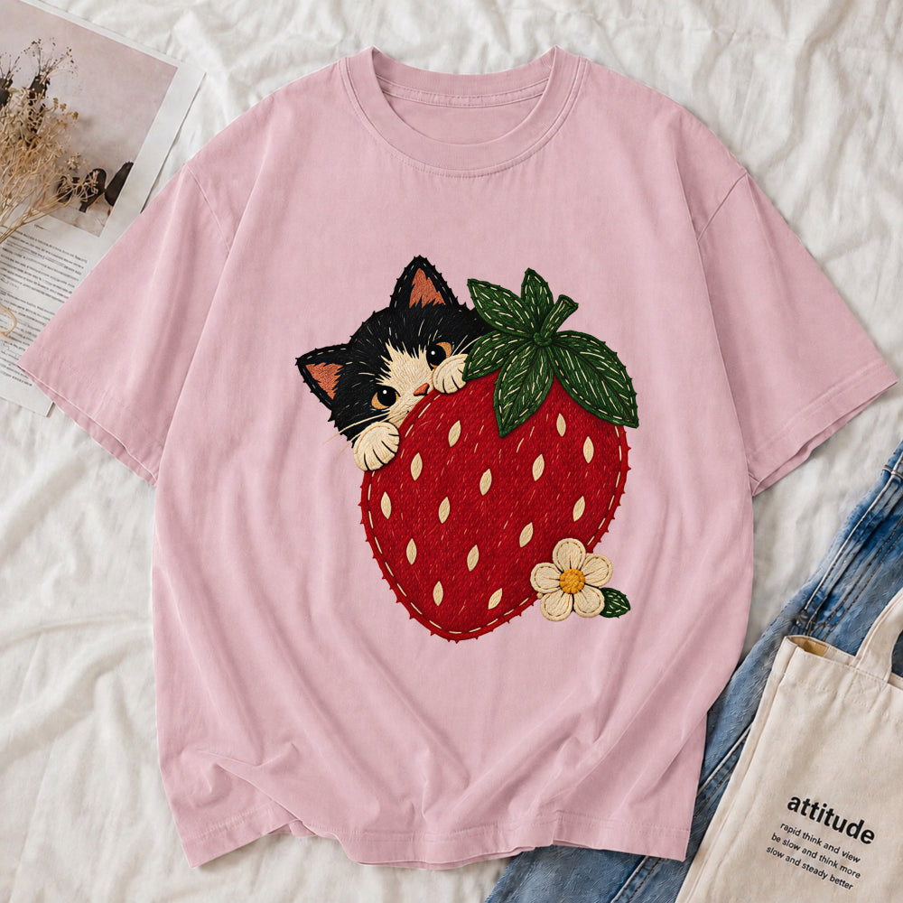 Retro Strawberry Kitty Tee