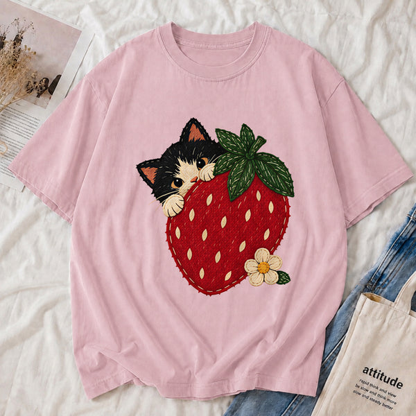 Retro Strawberry Kitty Tee