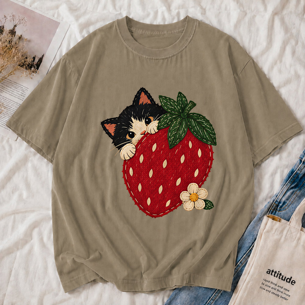 Retro Strawberry Kitty Tee