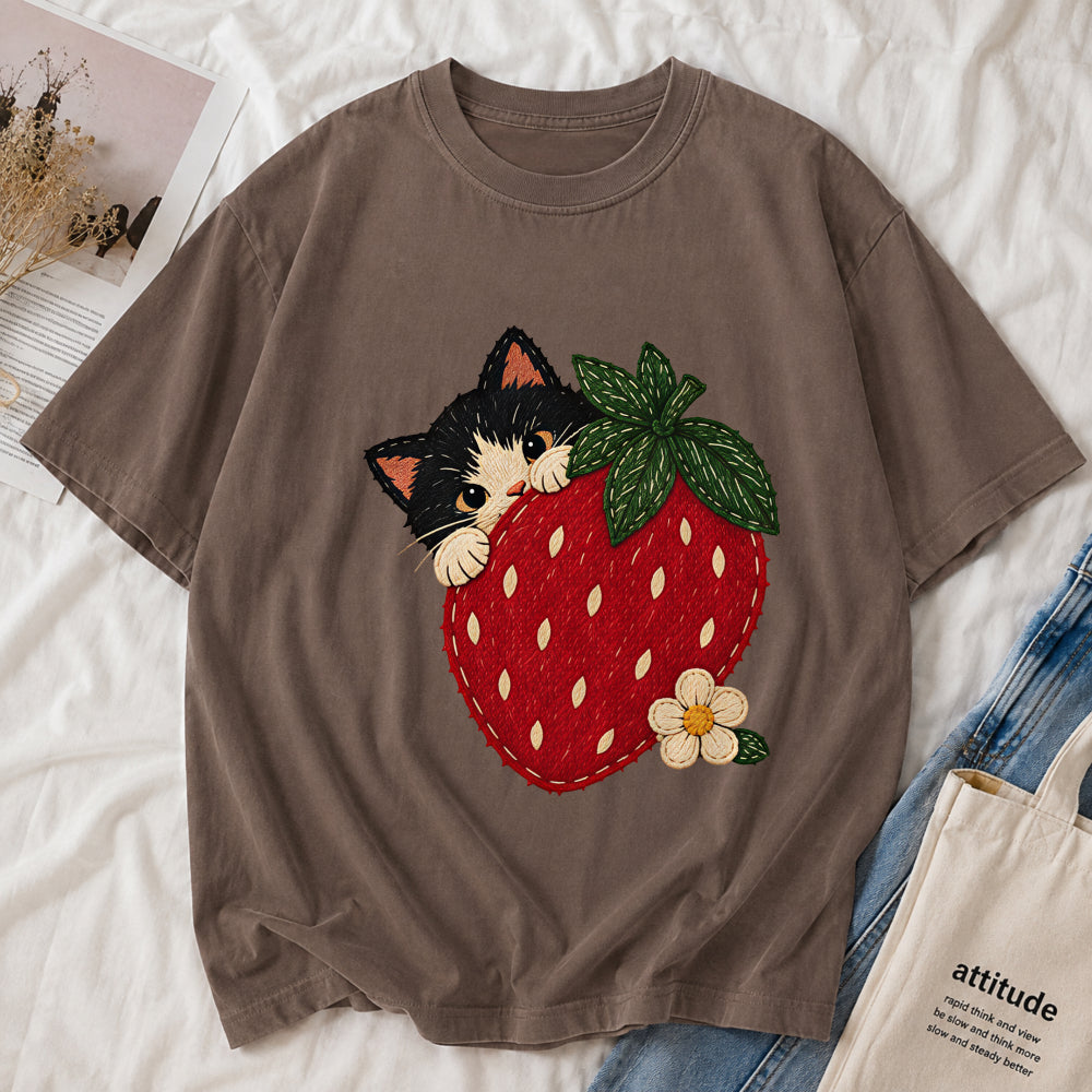 Retro Strawberry Kitty Tee
