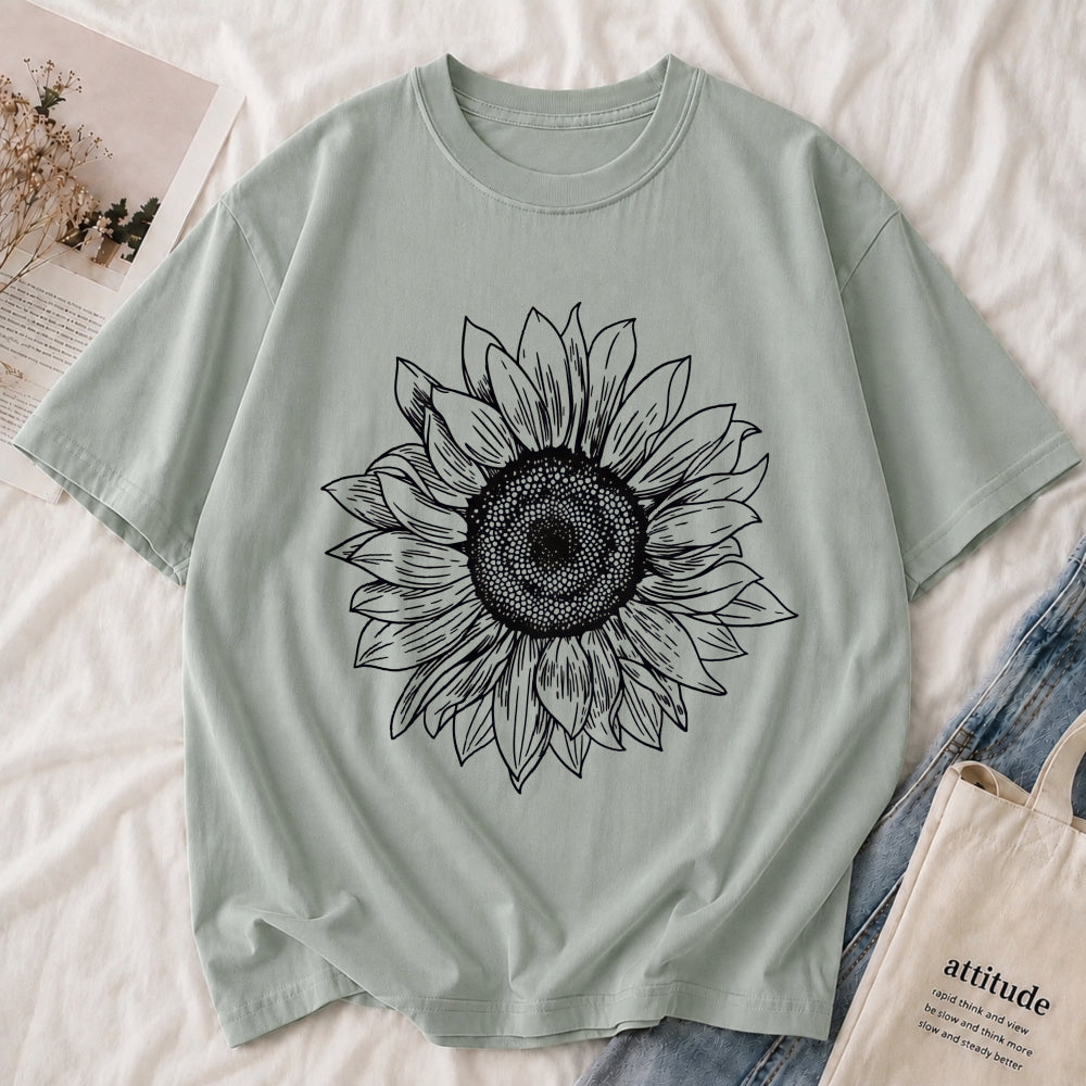 Sunflower Botanical Line Art Tee