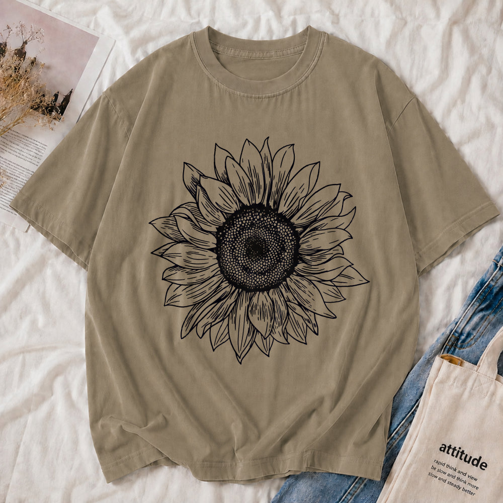 Sunflower Botanical Line Art Tee