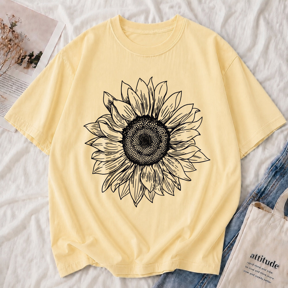 Sunflower Botanical Line Art Tee