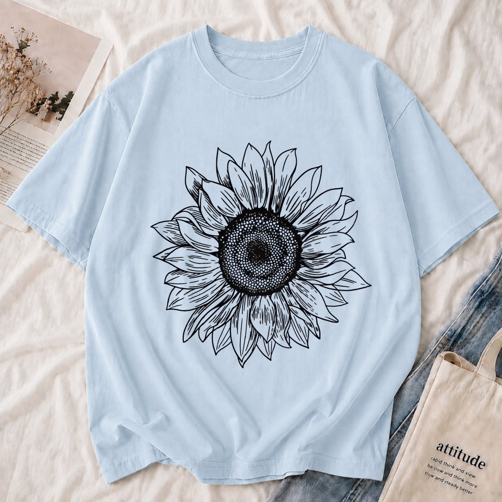 Sunflower Botanical Line Art Tee