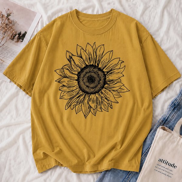 Sunflower Botanical Line Art Tee