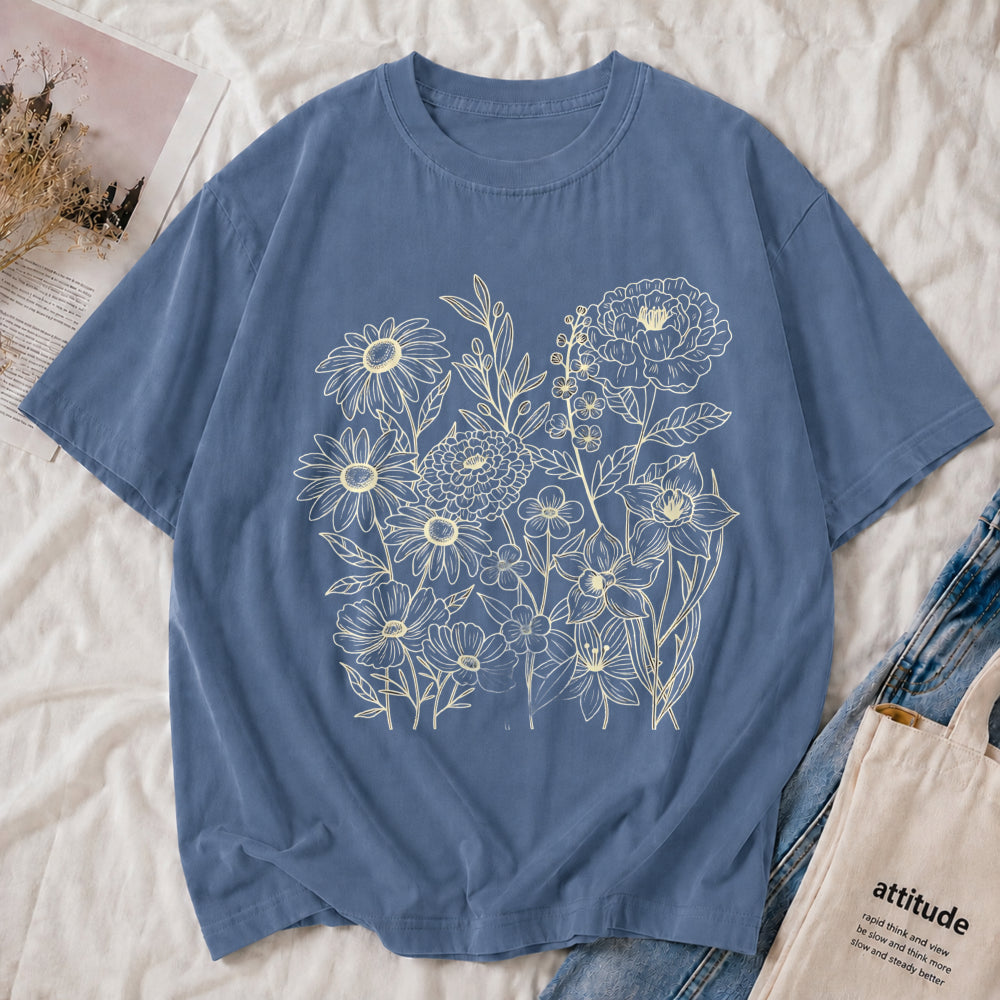 Wildflower Botanical Line Art Tee