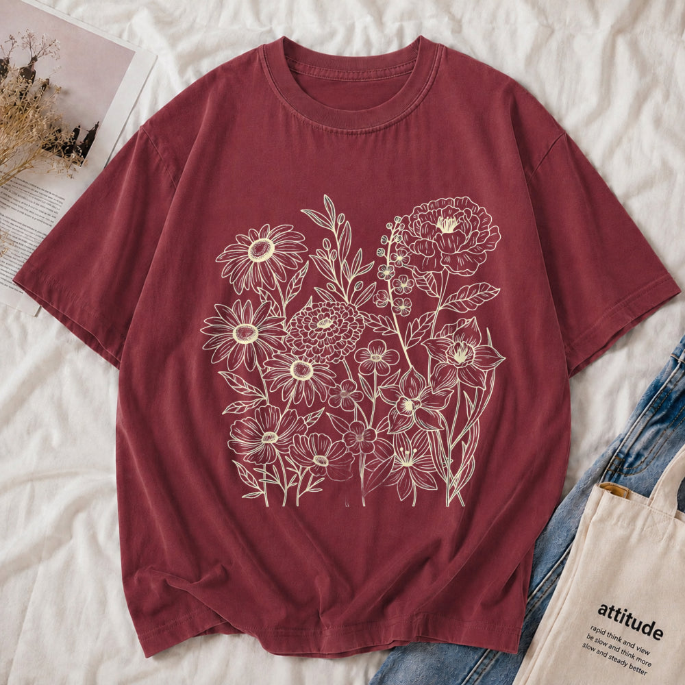 Wildflower Botanical Line Art Tee