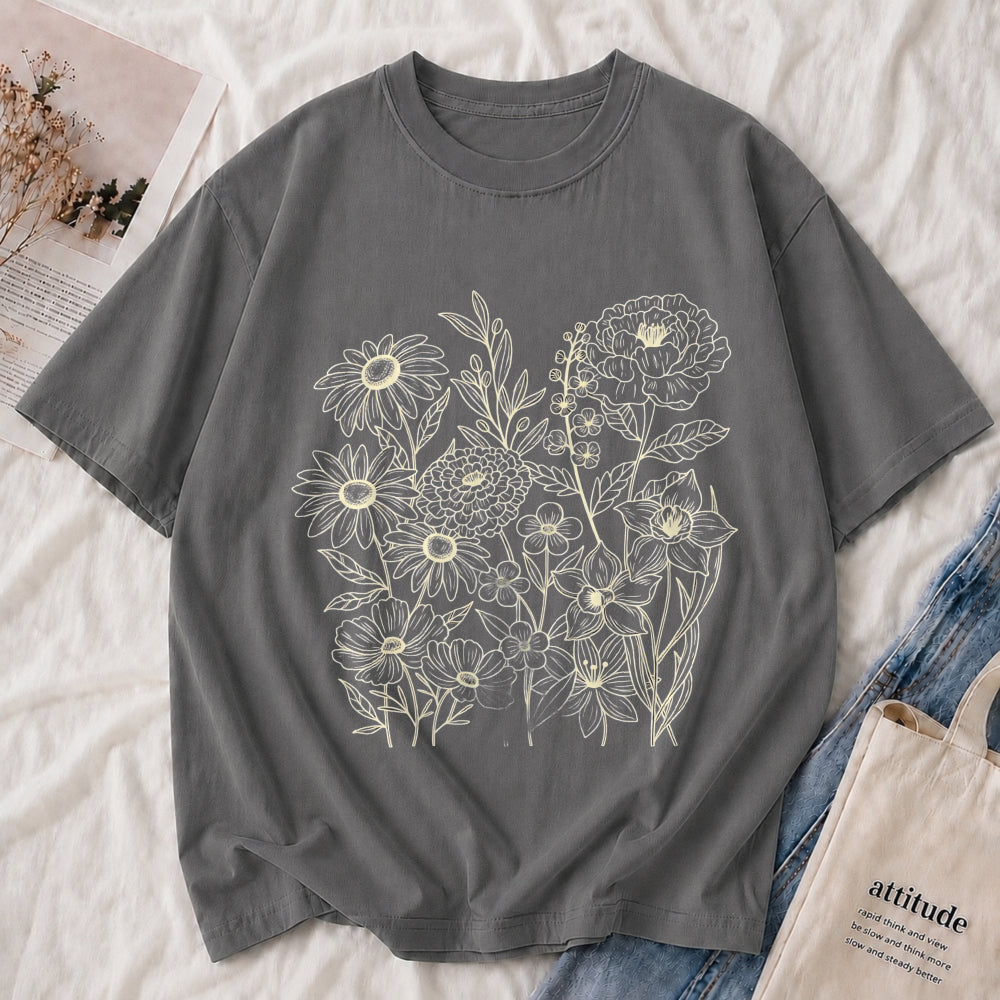 Wildflower Botanical Line Art Tee