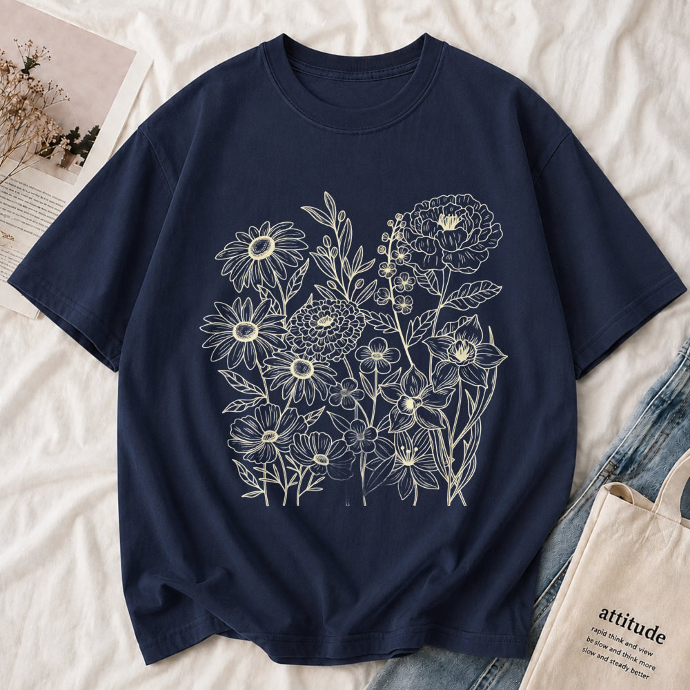 Wildflower Botanical Line Art Tee
