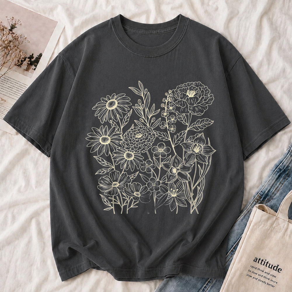 Wildflower Botanical Line Art Tee