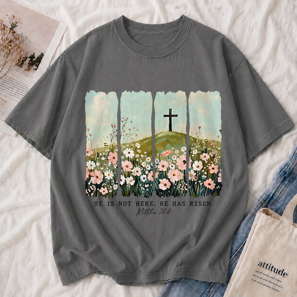 Floral Cross Christian Tee shown on a model