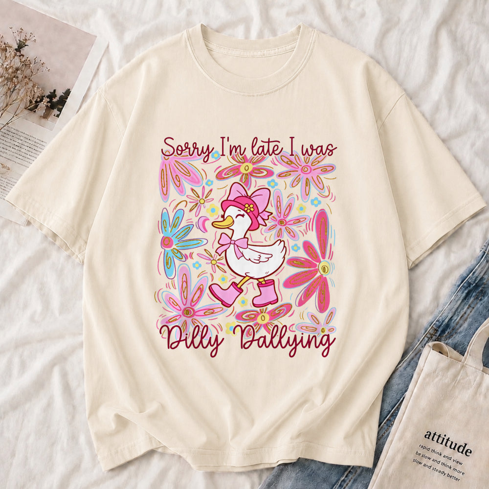 “Sorry I’m Late ” Duck Floral Tee