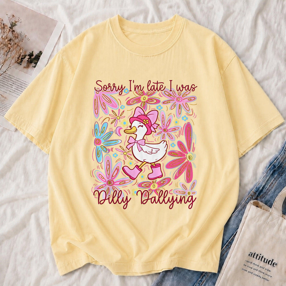 “Sorry I’m Late ” Duck Floral Tee