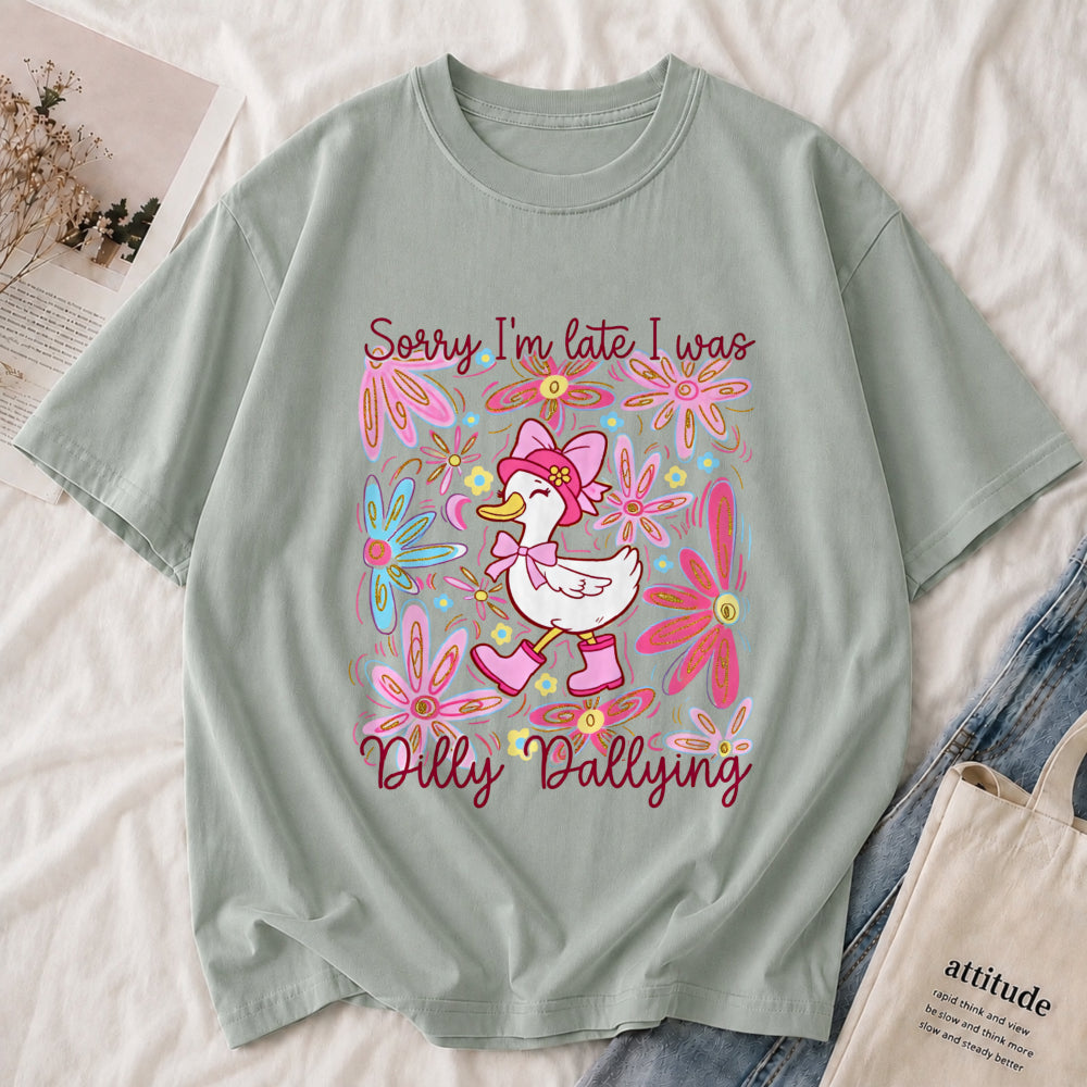 “Sorry I’m Late ” Duck Floral Tee