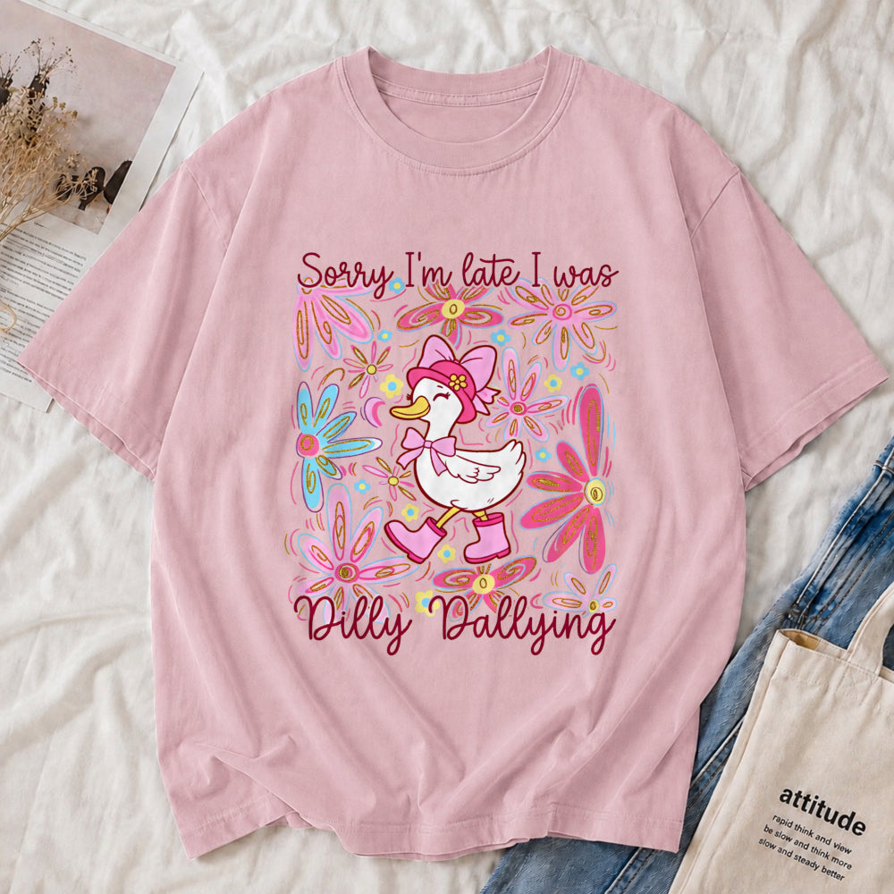 “Sorry I’m Late ” Duck Floral Tee