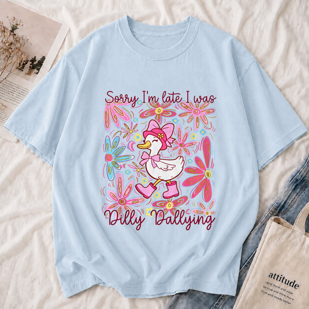 “Sorry I’m Late ” Duck Floral Tee