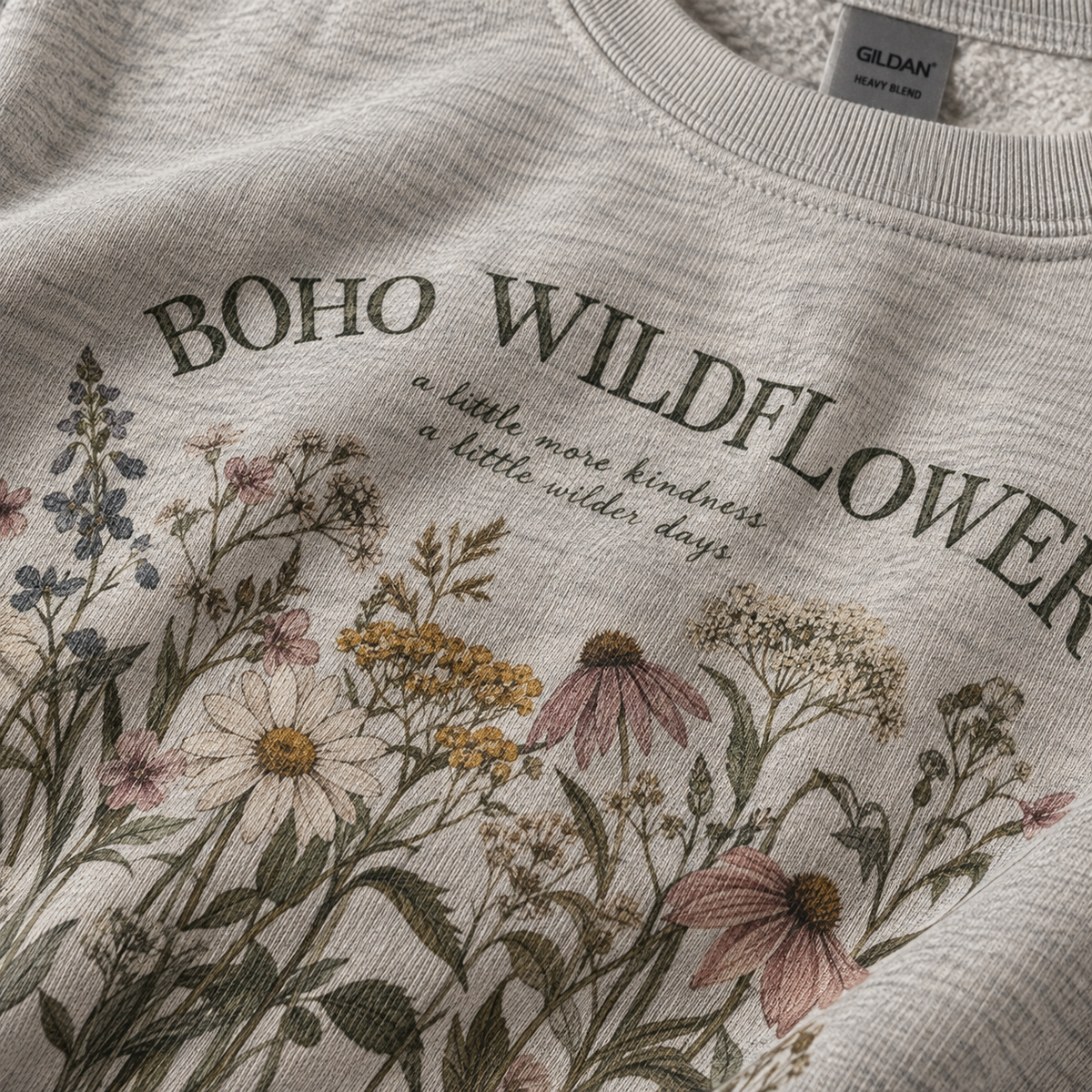 Close-up of garment-dyed cotton and printed artwork texture