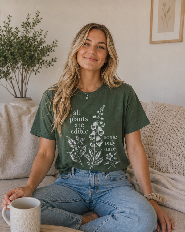 The Botanical Garden Tee shown on a model