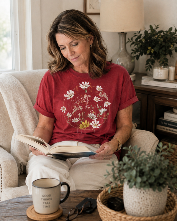 Meadow Circle Tee shown on a model
