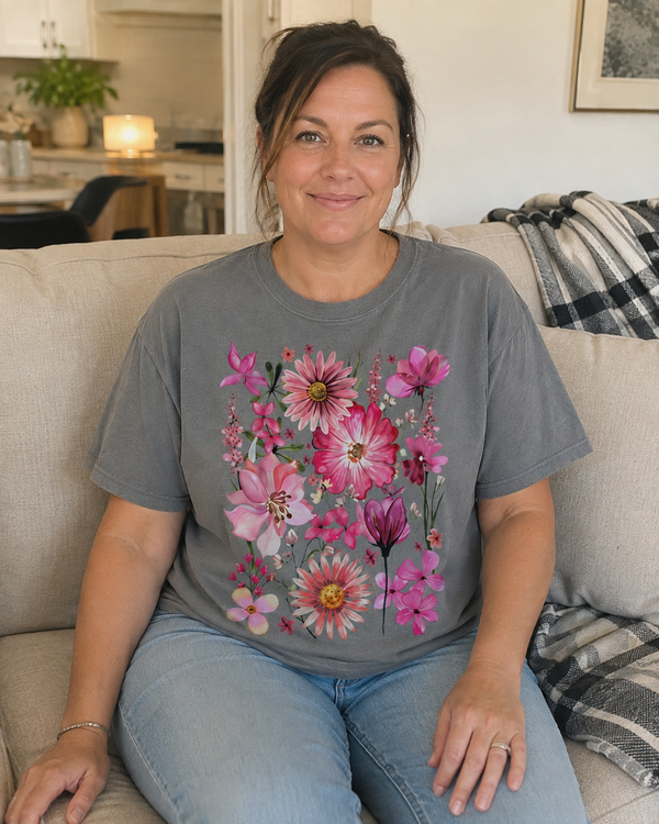 The Wildflower Bouquet Tee shown on a model