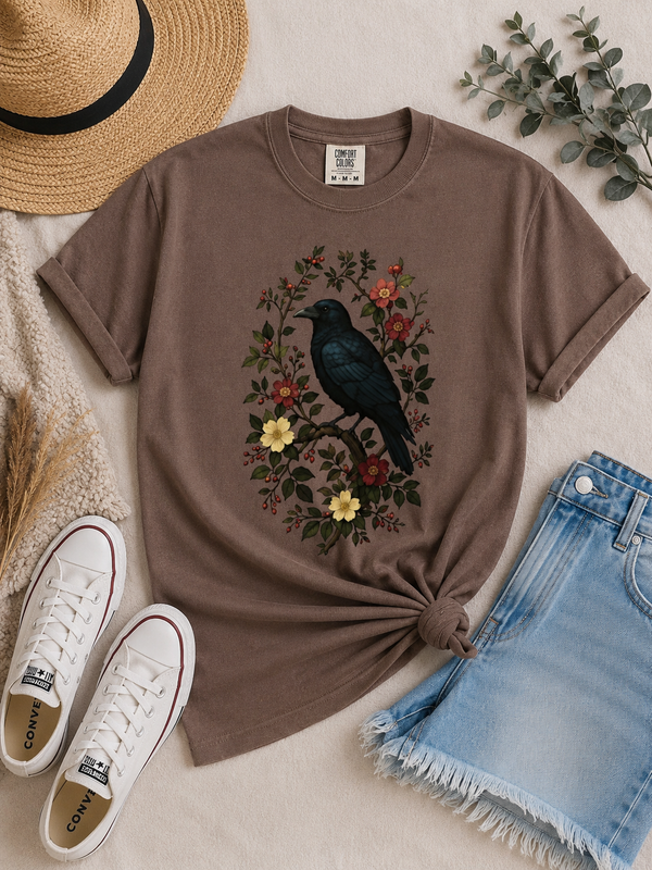 Gothic Floral Bird Tee
