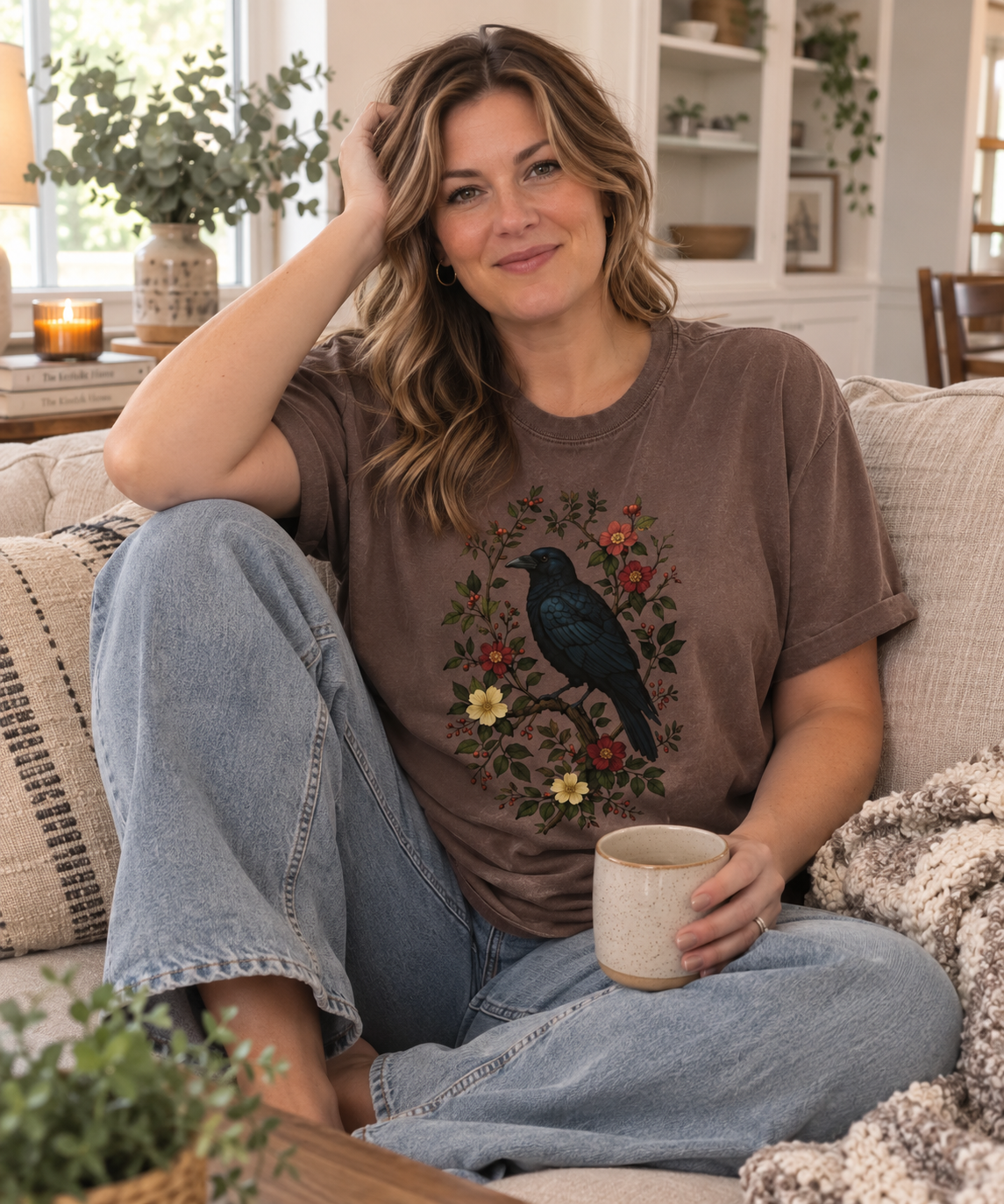 Gothic Floral Bird Tee
