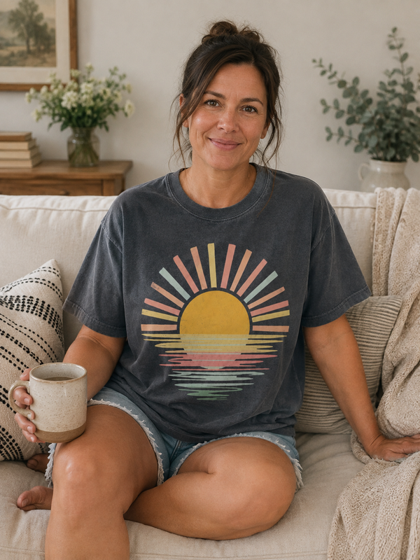 Sunset Reflection T-Shirt shown on a model